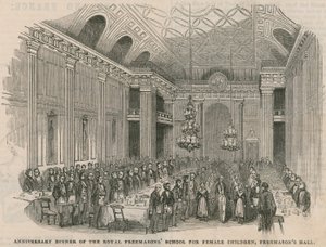 Rocznicowa kolacja Królewskiej Szkoły Masońskiej dla dzieci płci żeńskiej w Freemasons Hall autorstwa English School