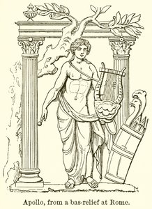 Apollo, z płaskorzeźby w Rzymie autorstwa English School