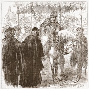 Arcybiskup Arundel w Oksfordzie, ilustracja z Historii protestantyzmu Jamesa Aitkena Wylie (1808-1890), wyd. 1878 autorstwa English School