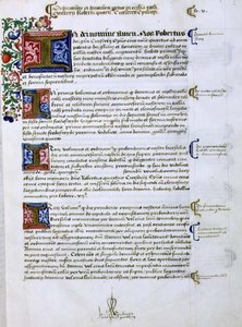 Archiwum 9432 f.5 Strona tekstu z iluminowanym inicjałem „I”, z Księgi Fundacji Roberta z Sherborne lub Shirburn (ok.1450-1536) Biskup Chichester (wellum) autorstwa English School