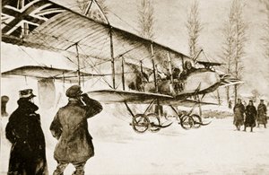 Uzbrojony brytyjski dwupłatowiec startujący z kwatery głównej w pobliżu Hollebeke, 1914-19 autorstwa English School