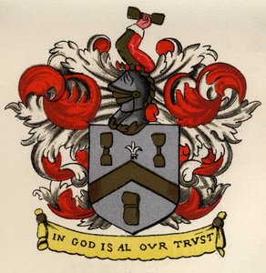 Arms of the Bricklayers and Tilers of the Gateshead Chapter, 1671, z Historii masonerii, tom II, wydanej przez Thomasa C. Jacka, Londyn, 1883 autorstwa English School