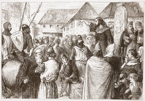 Arnold z Brescii Przepowiadanie, ilustracja z Historii protestantyzmu Jamesa Aitkena Wylie (1808-1890), wyd. 1878 autorstwa English School