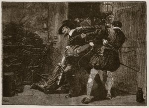 Aresztowanie Guya Fawkesa, ilustracja z Cassells Illustrated History of England (zdjęcie w sepii) autorstwa English School