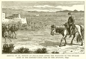 Przybycie dr Brydona do Jellalabad po masakrze armii angielskiej w przełęczy Khoord-Cabul przez Afgańczyków, 1842 autorstwa English School