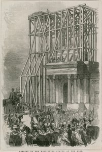 Przybycie posągu Wellingtona do Arch, Hyde Park Corner, Londyn autorstwa English School