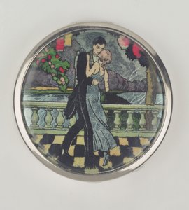 Art Deco Dancers Powder Compact, wyprodukowany przez Stratnoid, 1920-30 (emalia) autorstwa English School