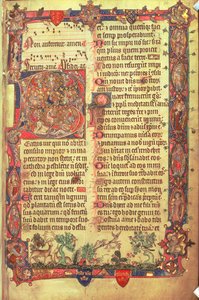Arundel 83 f.14 Jelenie i ptaki, z psałterza Arundel, c.1310 (welum) autorstwa English School