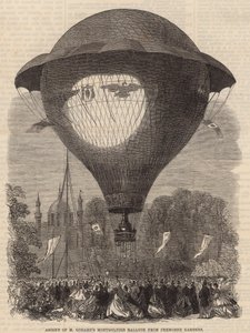 Wejście balonem M Goddards Montgolfier z Cremorne Gardens autorstwa English School