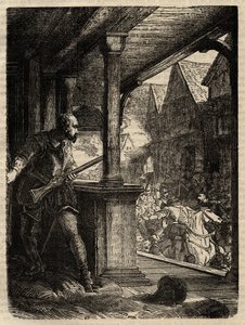 Zabójstwo regenta Murraya (James Stewart Moray) - James Stewart Moray (ok. 1531-70), Regent Szkocji dla króla Jakuba VI - - grawerunek z „Historii Anglii” autorstwa Cassella Pettera i Galpina autorstwa English School