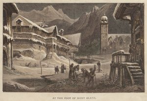 U stóp Mont Blanc (kolorowy grawerunek) autorstwa English School
