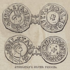 Srebrne grosze Athelstana (grawerowanie) autorstwa English School