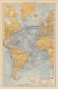Ocean Atlantycki (kolorowa litografia) autorstwa English School