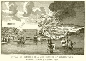 Atak na Bunkers Hill i spalenie Charlestown autorstwa English School