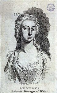 Augusta, księżna wdowa Walii (1719-72), c.1751 (grawerowanie) autorstwa English School