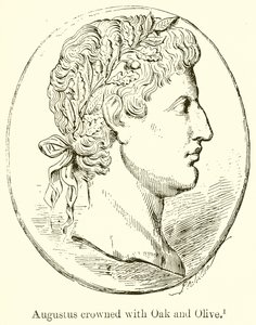 Augustus zwieńczony Dębem i Oliwką autorstwa English School