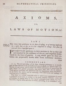Aksjomaty, czyli prawa ruchu, z tomu I The Mathematical Principles of Natural Philosophy Sir Isaaca Newtona (1642-1727) 1777 autorstwa English School