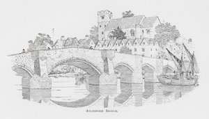 Aylesford Bridge (litografia) autorstwa English School