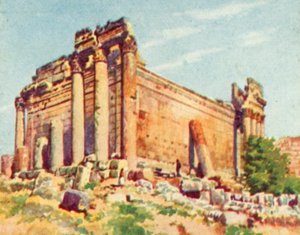 Baalbek, świątynia Bachusa (kolorowa litografia) autorstwa English School
