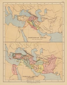 Imperium Babilońskie; Imperium Perskie (kolorowa litografia) autorstwa English School