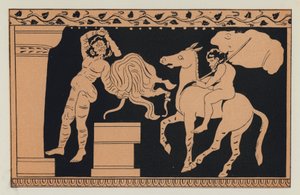 Bachus i Ksantypa (kolorowa litografia) autorstwa English School