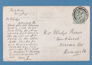 Tył pocztówki Jima Hogana, 1907 (para 315183) autorstwa English School