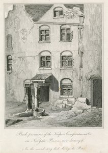Tylna siedziba Oddziału Stróżów w więzieniu Newgate. W drugim opowiadaniu zmarł poeta Richard Savage autorstwa English School