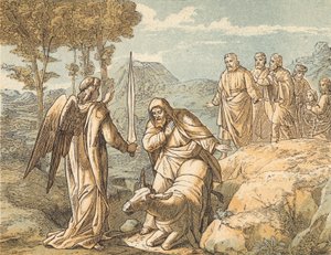 Balaam i Anioł (kolorowy grawerunek) autorstwa English School