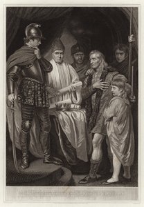 Baliol oddając koronę Edwardowi I autorstwa English School