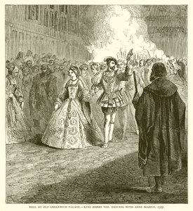 Bal w Old Greenwich Palace.--Król Henryk VIII tańczący z Anną Boleyn, 1527 autorstwa English School