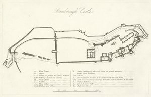 Zamek Bamborough (grawerowanie) autorstwa English School