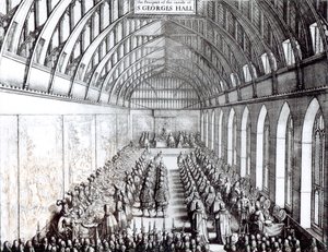 Bankiet Karola II (1630-85) w sali św. Jerzego, zamek Windsor autorstwa English School