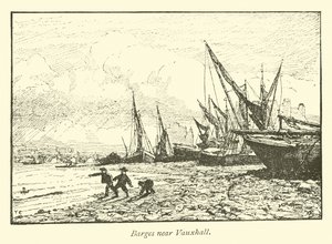 Barki w pobliżu Vauxhall autorstwa English School