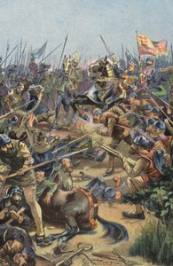 Bitwa pod Agincourt (kolorowa litografia) autorstwa English School