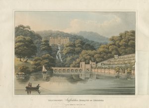 Beaudesert Hall and Park: kolorowa grawerunek akwatinta, 1816 autorstwa English School
