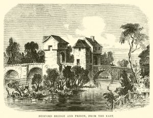 Most Bedford i więzienie; od wschodu (rycina) autorstwa English School