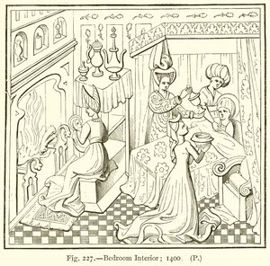 Wnętrze sypialni; 1400 autorstwa English School