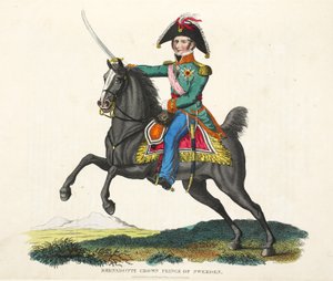 Bernadotte, następca tronu Szwecji, wyd. Richard Evans, inż Romney, ilustracja z Historycznego sprawozdania z bitwy pod Waterloo autorstwa Williama Mudforda, 1816 autorstwa English School