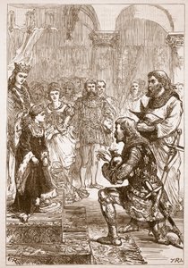Zaręczyny księżniczki Izabeli z Richardem, ilustracja z Cassells Illustrated History of England (zdjęcie w sepii) autorstwa English School
