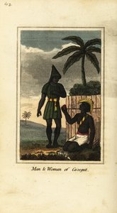 Bijogos mężczyzna i kobieta Cazegut (Wyspy Bissagos, Gwinea Bissau, Afryka Zachodnia) autorstwa English School