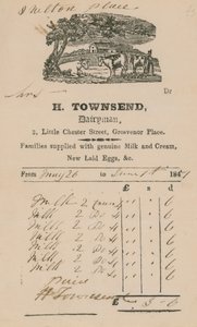 Rachunek z H Townsend, Dairyman autorstwa English School