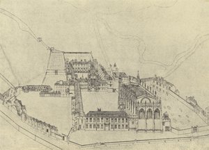 Widok z lotu ptaka na Eton College (wklęsłodruk) autorstwa English School