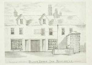Black Horse Inn, Newcastle upon Tyne (atrament (pranie) oraz długopis i atrament na papierze) autorstwa English School