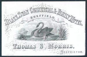 Black Swan Commercial & Family Hotel, Sheffield, karta handlowa autorstwa English School