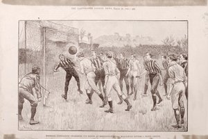 Blackburn Rovers kontra Nottingham County w Kennington Oval, z The Illustrated Sporting and Dramatic News, 23 marca 1891 autorstwa English School
