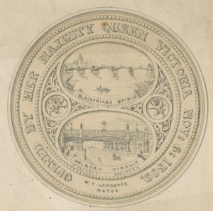 Blackfriars Bridge i wiadukt Holborn autorstwa English School