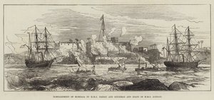 Bombardowanie Mombasy przez HMS Nassau i Rifleman and Boats of HMS London (rycina) autorstwa English School