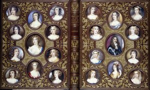 Okładka książki z dwudziestoma dwiema miniaturami portretowymi Karola II i pięknych kobiet jego dworu, 1833 autorstwa English School