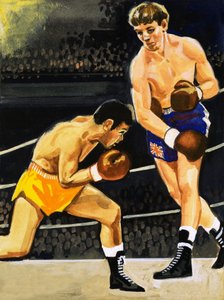 Boks: Alan Rudkin kontra Musahiko Harada w 1965 r. autorstwa English School