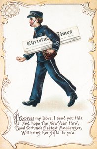 Dostawa chłopca Christmas Times Gazeta, Kartka bożonarodzeniowa autorstwa English School